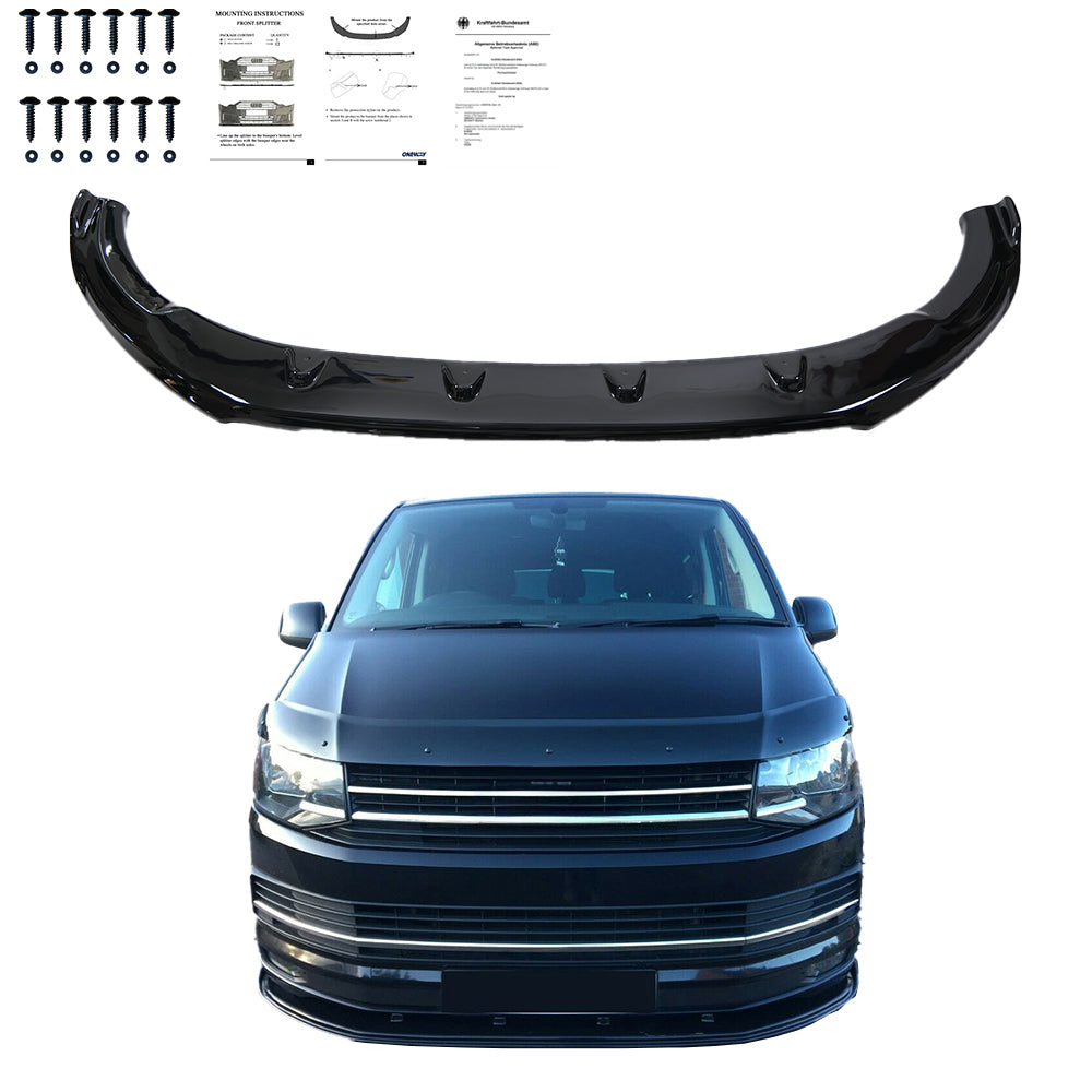 Frontsplitter passend für VW Transporter T6 2015-2019 mit ABE TÜV Hochglanz Schwarz