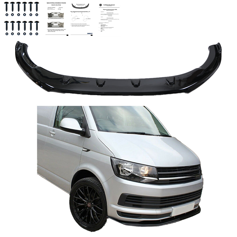 Frontsplitter passend für VW Transporter T6 2015-2019 mit ABE TÜV Hochglanz Schwarz