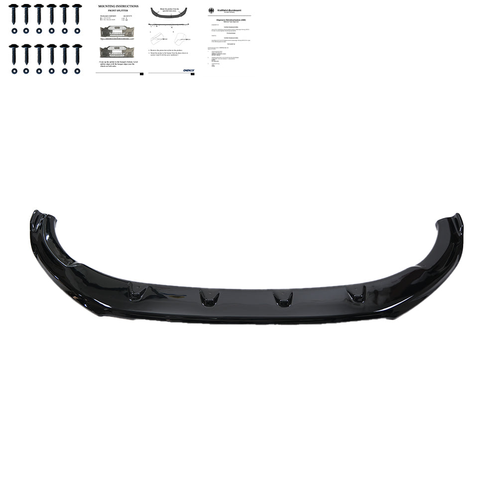 Frontsplitter passend für VW Transporter T6 2015-2019 mit ABE TÜV Hochglanz Schwarz