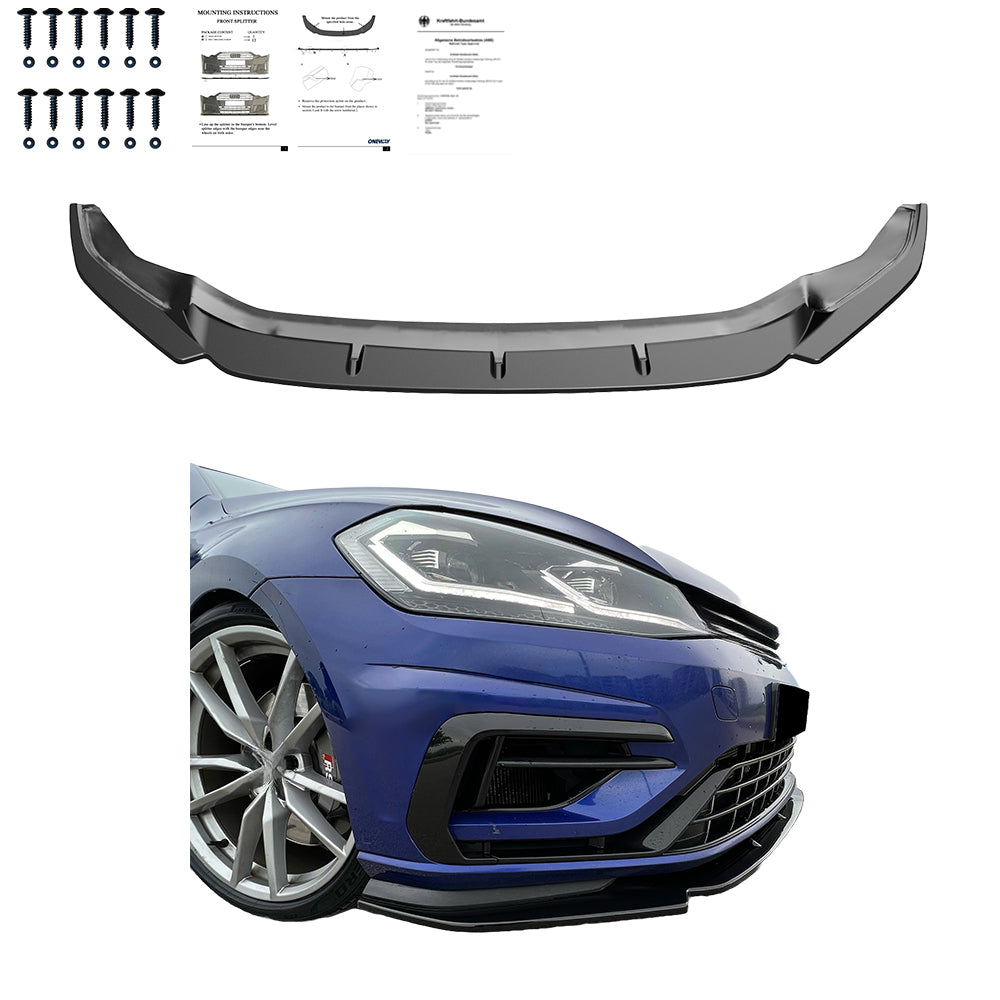 Frontsplitter passend für VW Golf MK 7.5 R 2017-2020 Version 3 mit ABE TÜV Hochglanz Schwarz