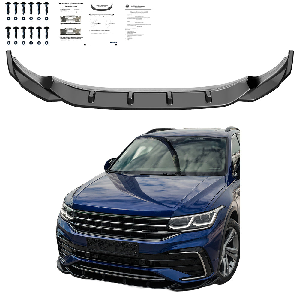 Frontsplitter passend für VW Tiguan MK2 R/R-Line Facelift 2020+ mit ABE TÜV Hochglanz Schwarz