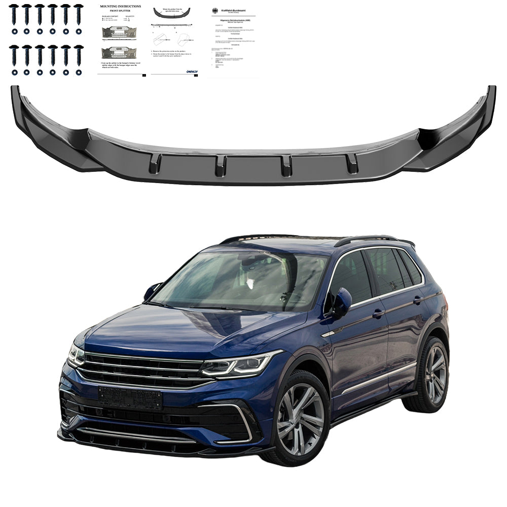 Frontsplitter passend für VW Tiguan MK2 R/R-Line Facelift 2020+ mit ABE TÜV Hochglanz Schwarz