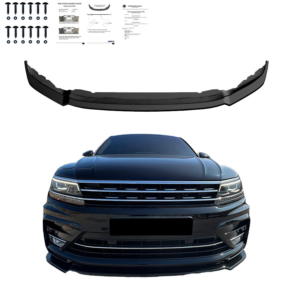 Frontsplitter passend für VW Tiguan MK2 R-Line 2015-2020 mit ABE TÜV Hochglanz Schwarz