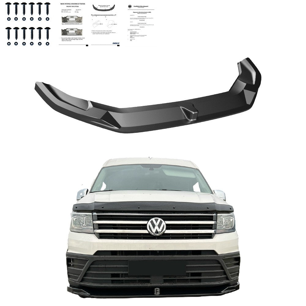 Frontsplitter passend für VW Crafter MK2 2017+ / MAN TGE MK1 Prefacelift 2017+ Version 2 mit ABE TÜV Hochglanz Schwarz