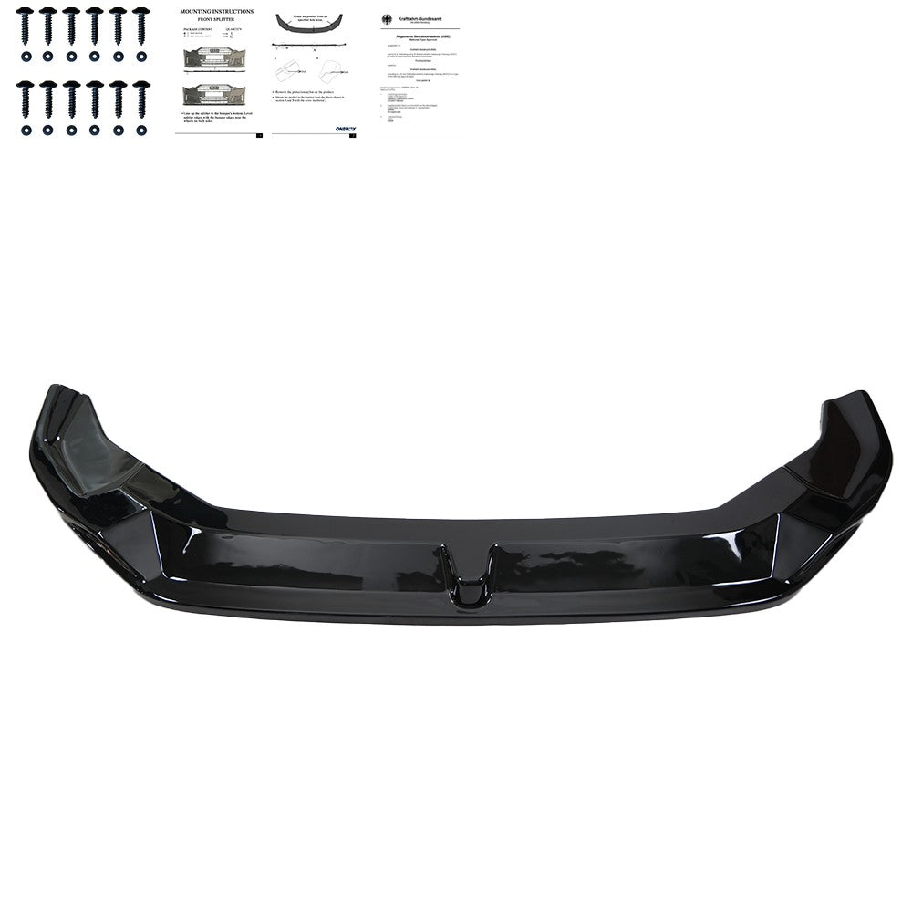 Frontsplitter passend für VW Crafter MK2 2017+ / MAN TGE MK1 Prefacelift 2017+ Version 2 mit ABE TÜV Hochglanz Schwarz