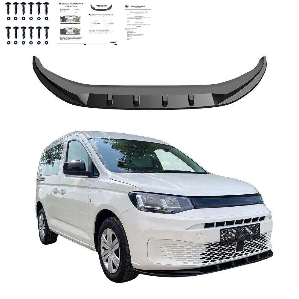 FS01.001 - Frontsplitter passend für VW Caddy MK5 2021+ Version 2 mit ABE TÜV Hochglanz Schwarz