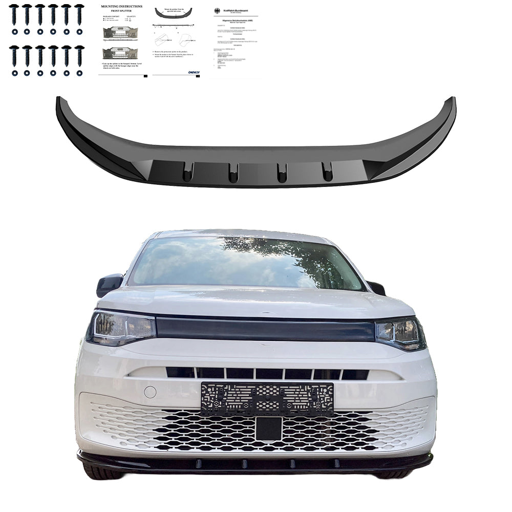 FS01.001 - Frontsplitter passend für VW Caddy MK5 2021+ Version 2 mit ABE TÜV Hochglanz Schwarz