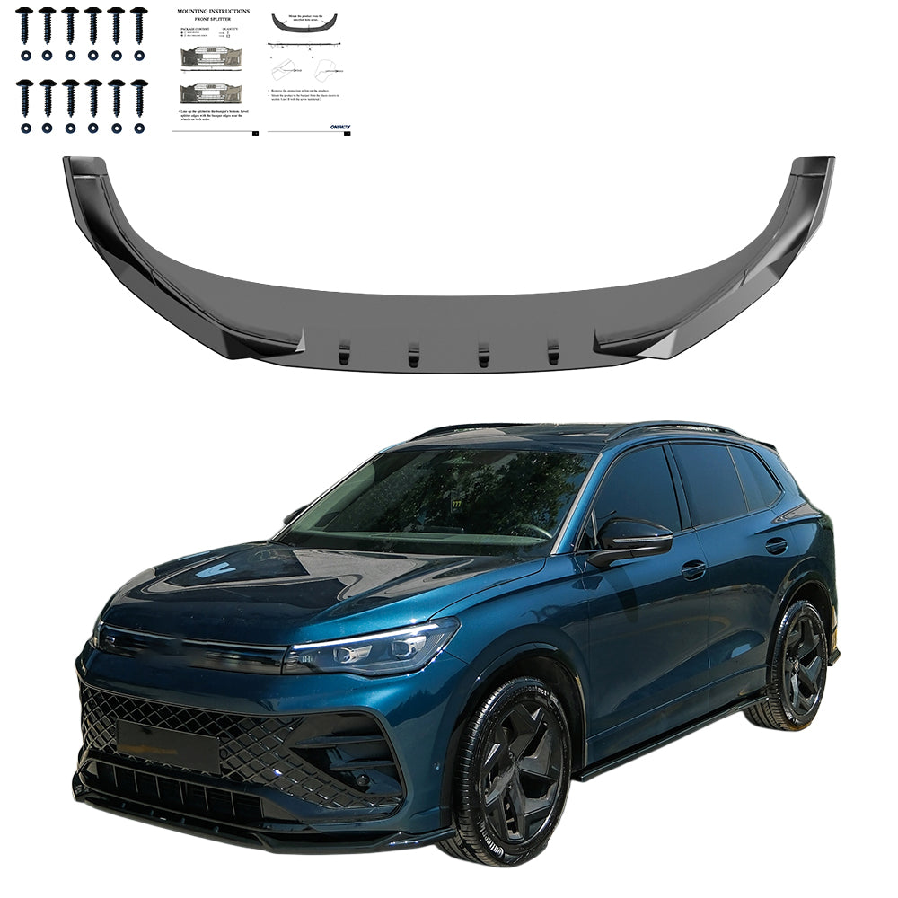 Frontsplitter passend für VW Volkswagen Tiguan R-Line Mk3 2024+ Hochglanz Schwarz