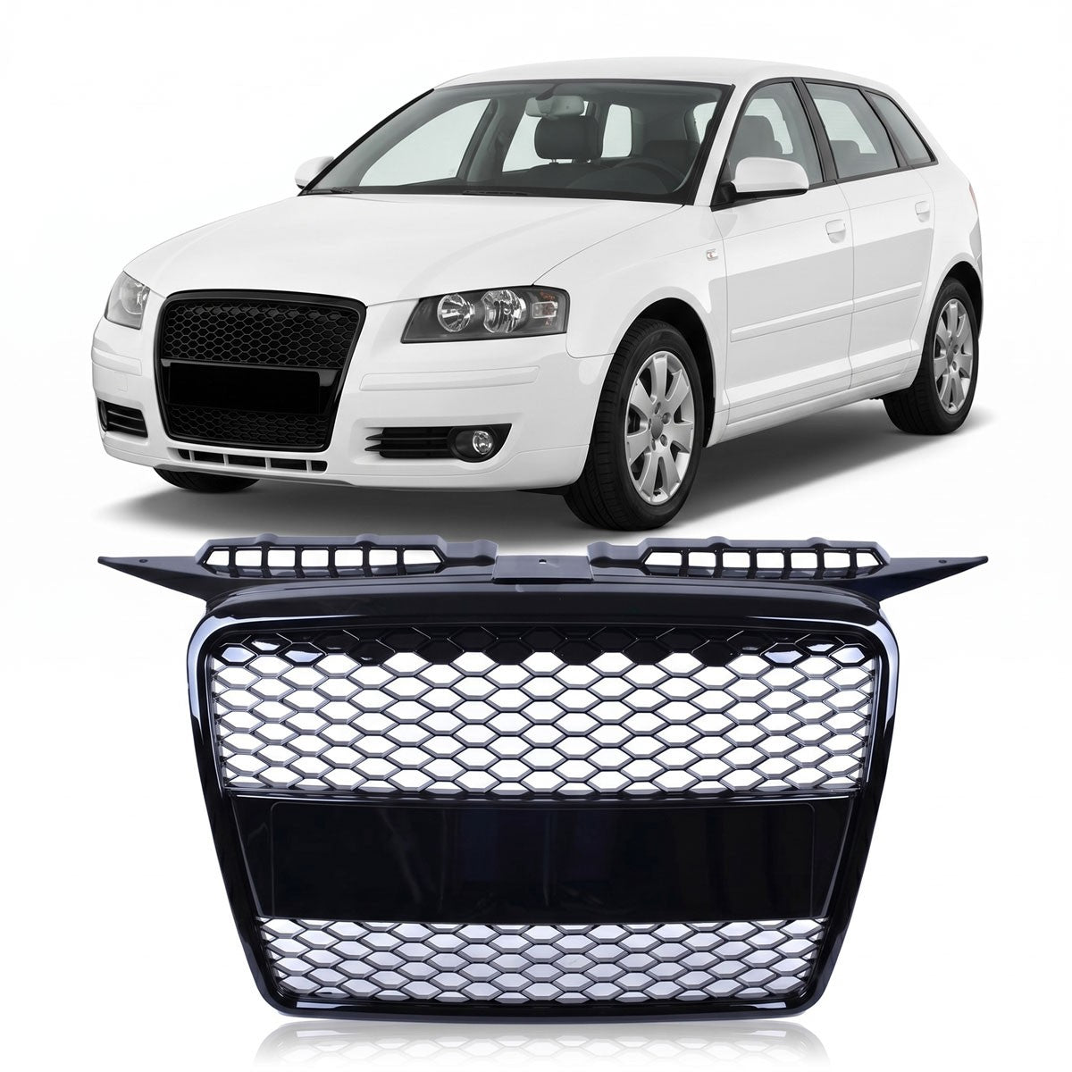 Sportgrill Hochglanz Schwarz passend für Audi A3 8P Sportback 2005-2008