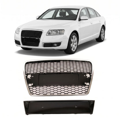 Sportgrill Chrom & Hochglanz Schwarz passend für Audi A6 C6 4F 2004-2008