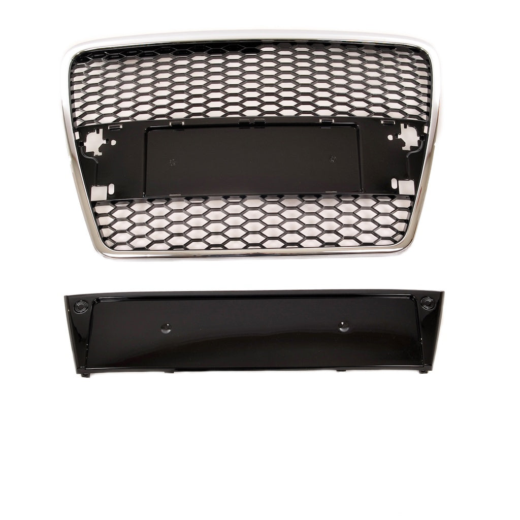 Sport Kühlergrill Chrom Glänzend Schwarz für AUDI A6 C6 Limousine Avant 2004-2008 RS Style