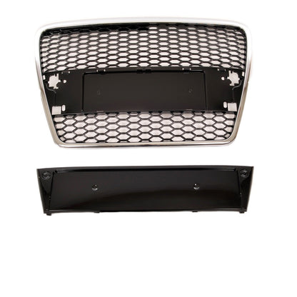 Sport Kühlergrill Chrom Glänzend Schwarz für AUDI A6 C6 Limousine Avant 2004-2008 RS Style