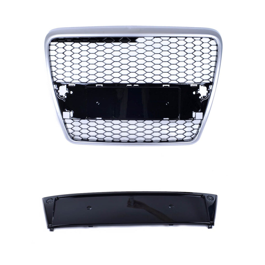 Sport Grill Silber Hochglanz Schwarz für AUDI A6 C6 4F Limousine Avant 2004-2008 RS Style