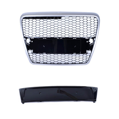 Sport Grill Silber Hochglanz Schwarz für AUDI A6 C6 4F Limousine Avant 2004-2008 RS Style