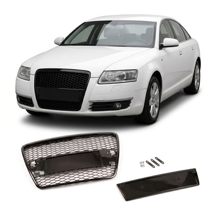 Sportgrill Hochglanz Schwarz passend für Audi A6 C6 (4F) 2004-2008