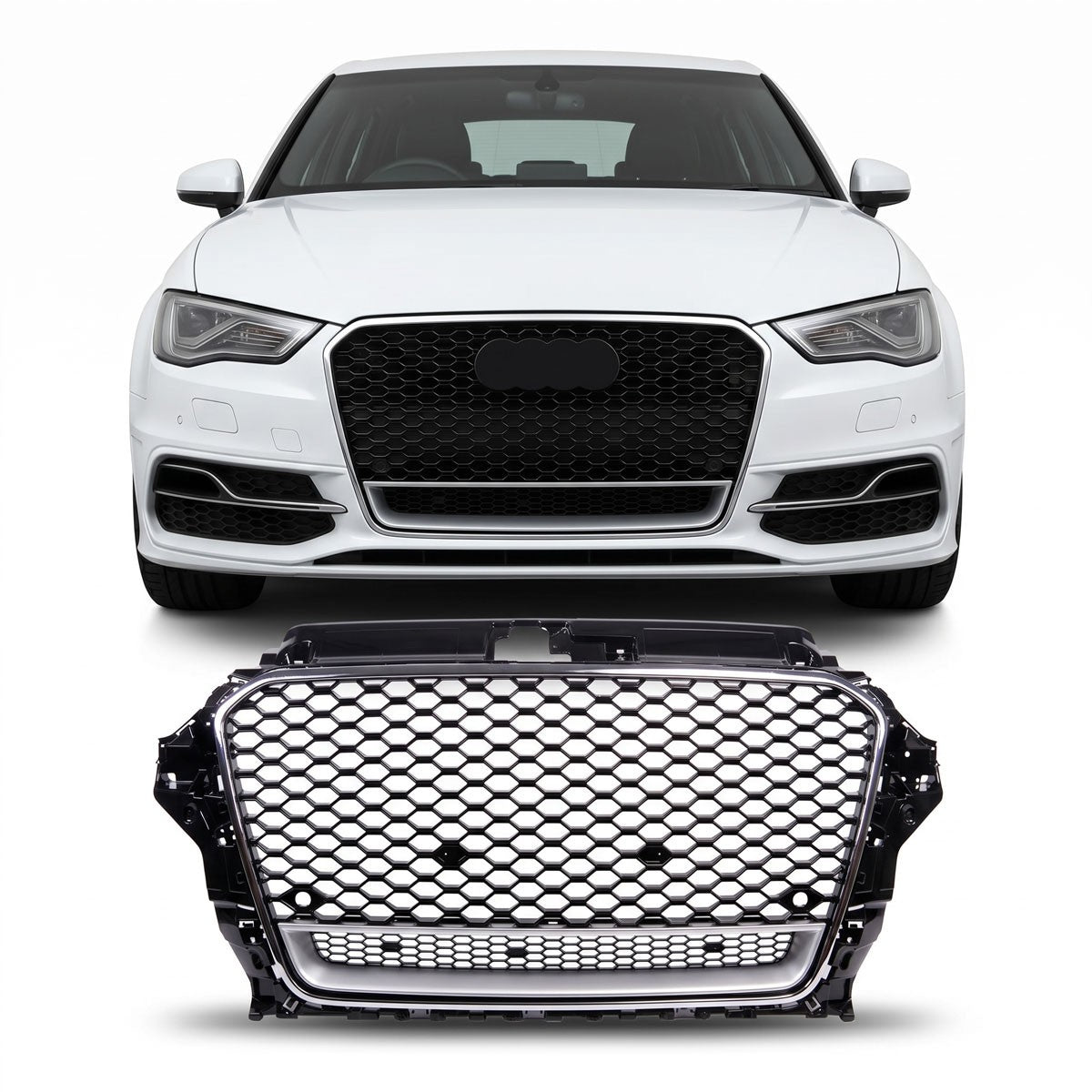 Sportgrill Chrom & Hochglanz Schwarz passend für Audi A3 8V 2012-2016