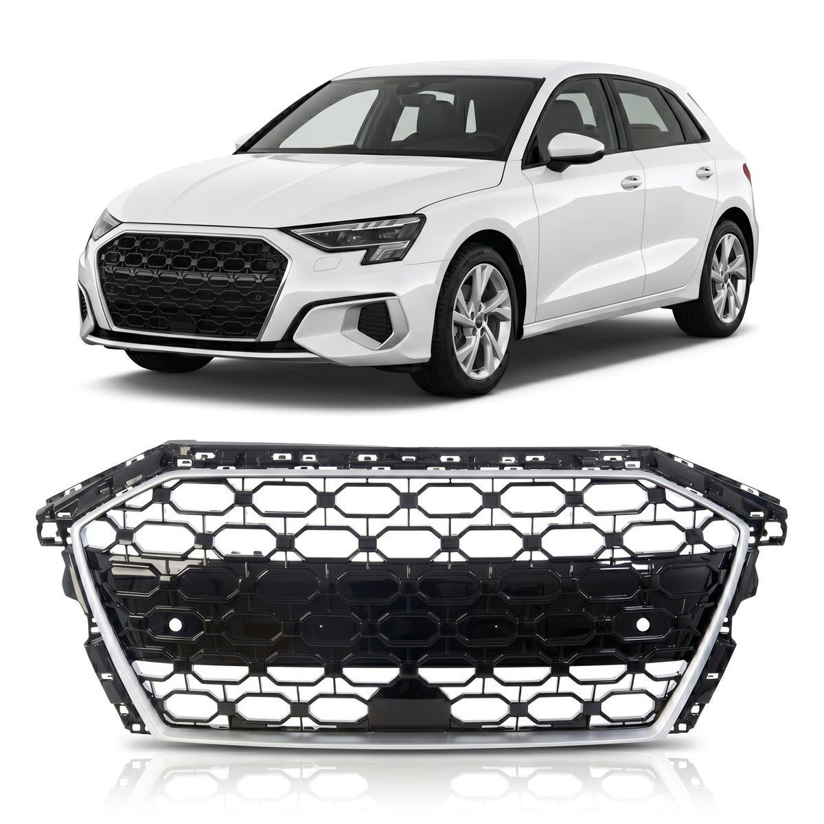 Kühlergrill Silber passend für Audi A3 8Y Sportback Limousine 2020-