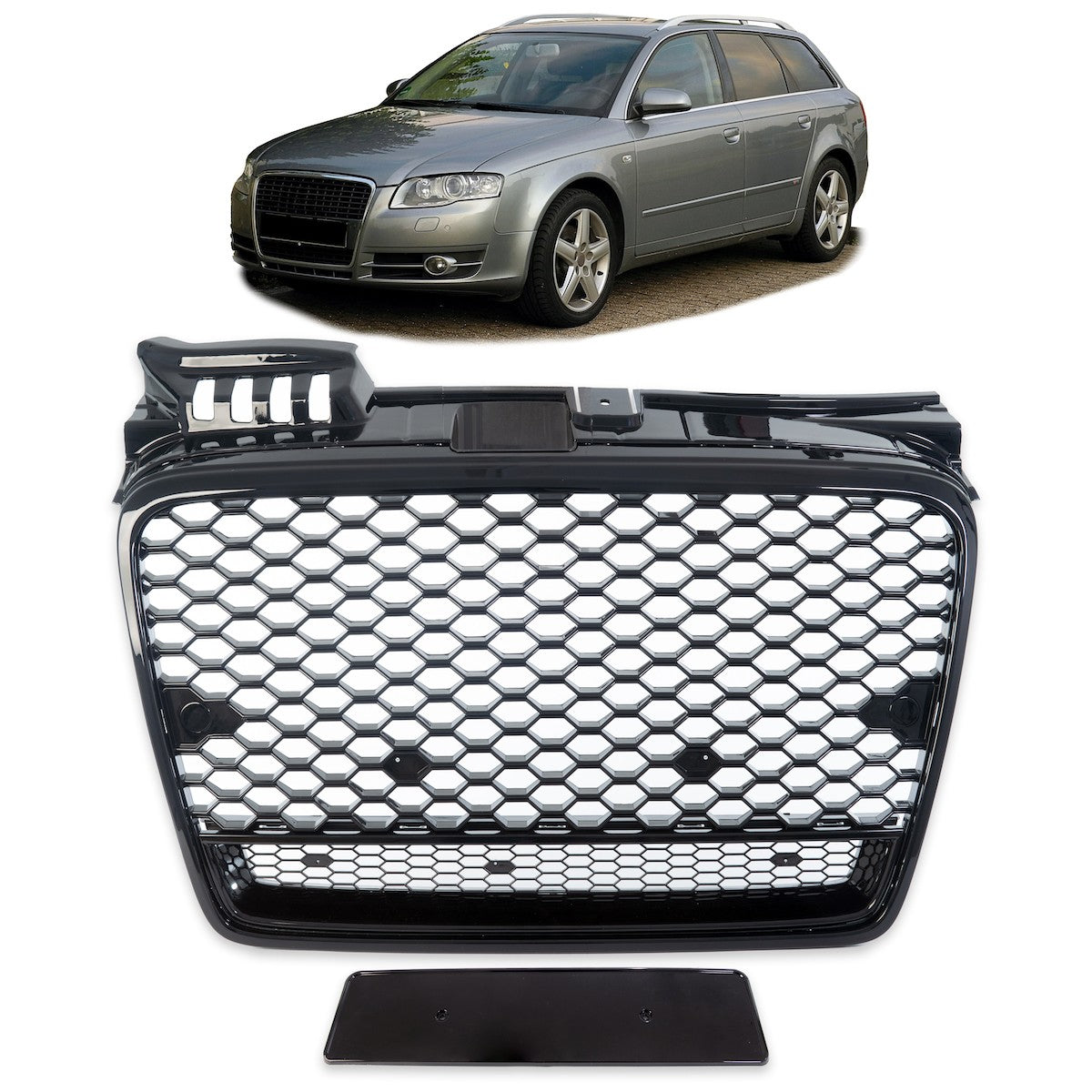 Kühlergrill Hochglanz Schwarz passend für Audi A4 B7 8E 2004-2007