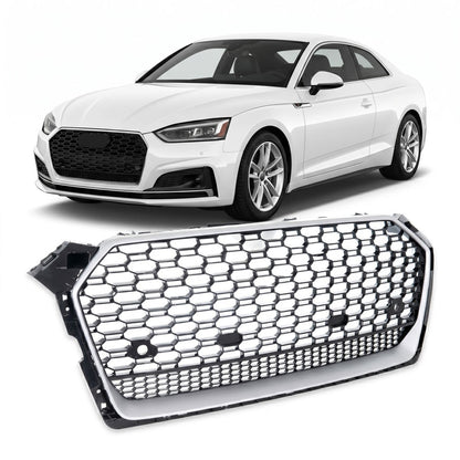 Silber & Hochglanz Schwarz Sportgrill passend für Audi A5 F5 2016-2020