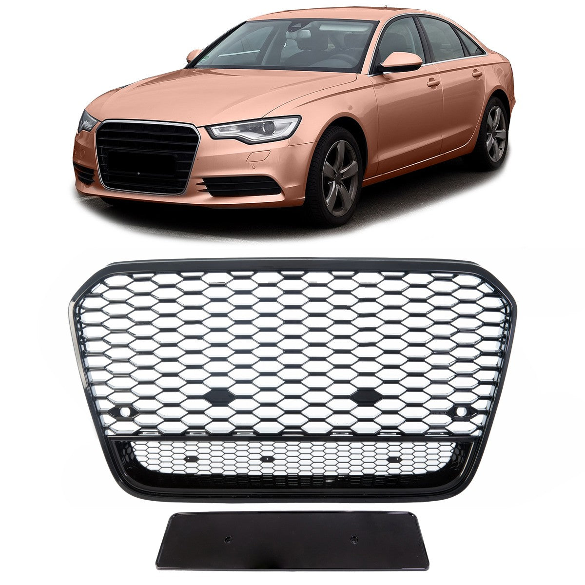 Sportgrill Hochglanz Schwarz passend für Audi A6 C7 4G 2011-2015