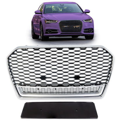 Sportgrill Silber & Hochglanz Schwarz passend für Audi A6 C7 4G 2015-2018