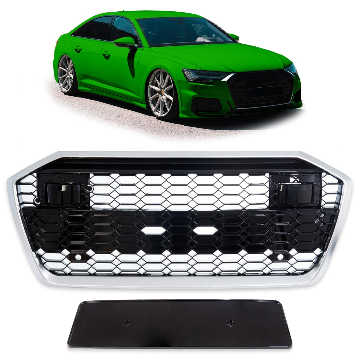 Silber Sportgrill passend für Audi A6 C8 4A Limousine Avant 2018-2024