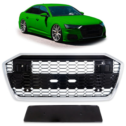 Silber Sportgrill passend für Audi A6 C8 4A Limousine Avant 2018-2024