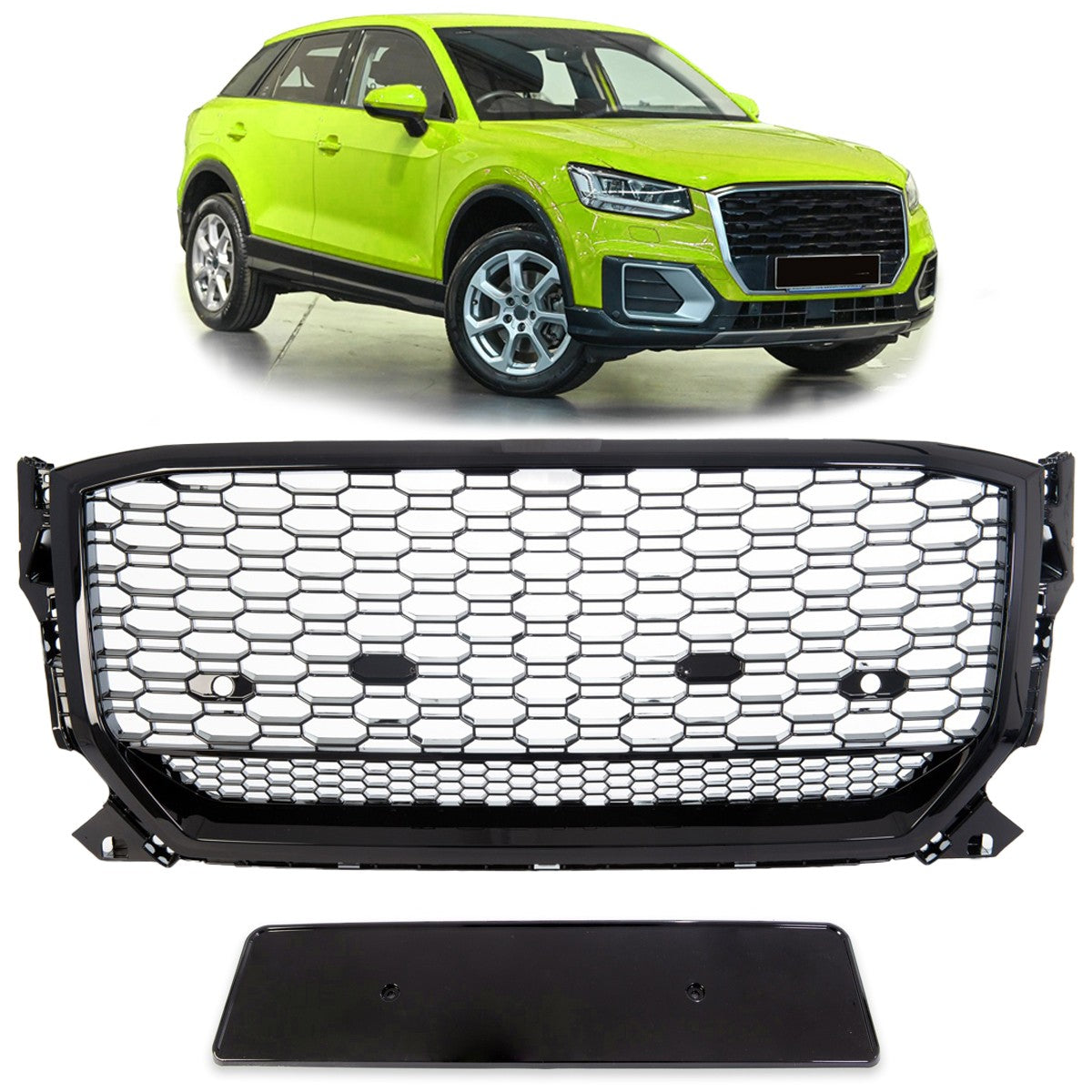 Sportgrill Hochglanz Schwarz passend für Audi Q2 GA 2016-2020