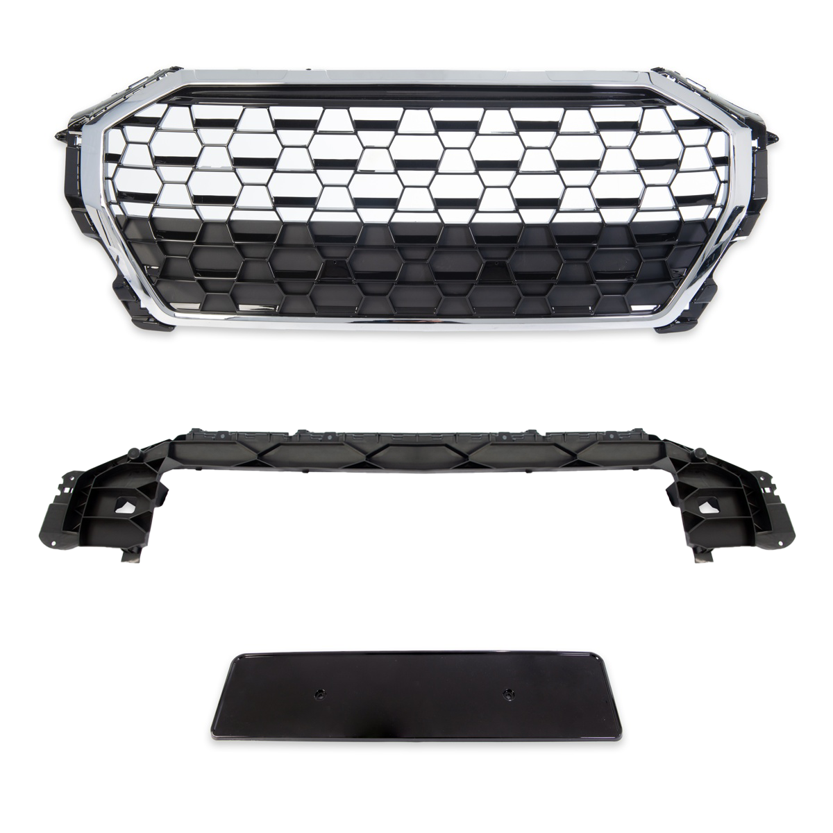 Sportgrill Chrom & Hochglanz Schwarz passend für Audi Q3 F3 SUV 2019-