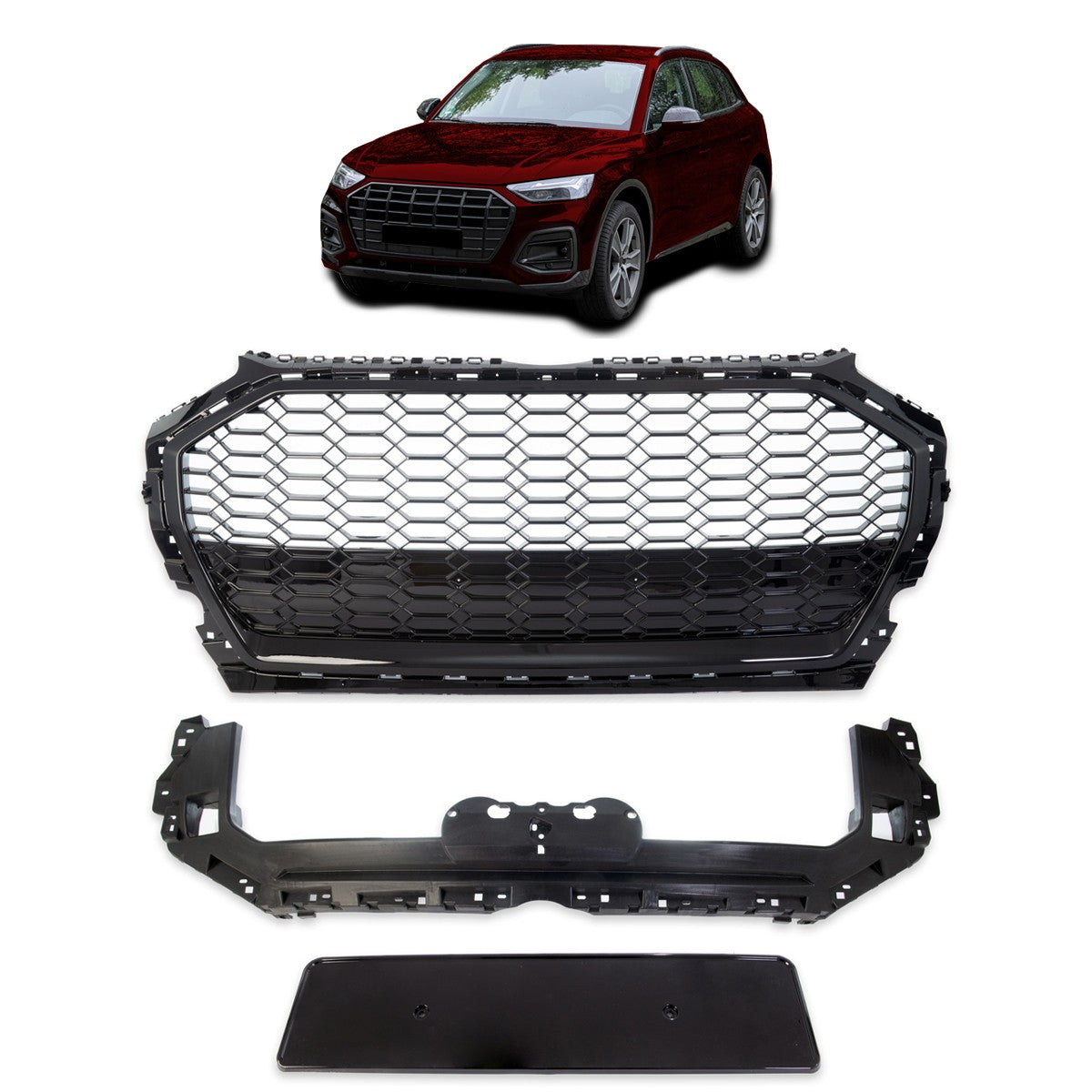 Sportgrill Hochglanz Schwarz passend für Audi Q5 FY Facelift 2020-2024