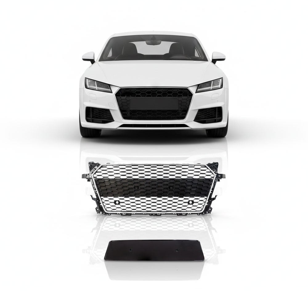 Kühlergrill Silber Hochglanz Schwarz Gitter passend für Audi TT 8S FV 2014-2018