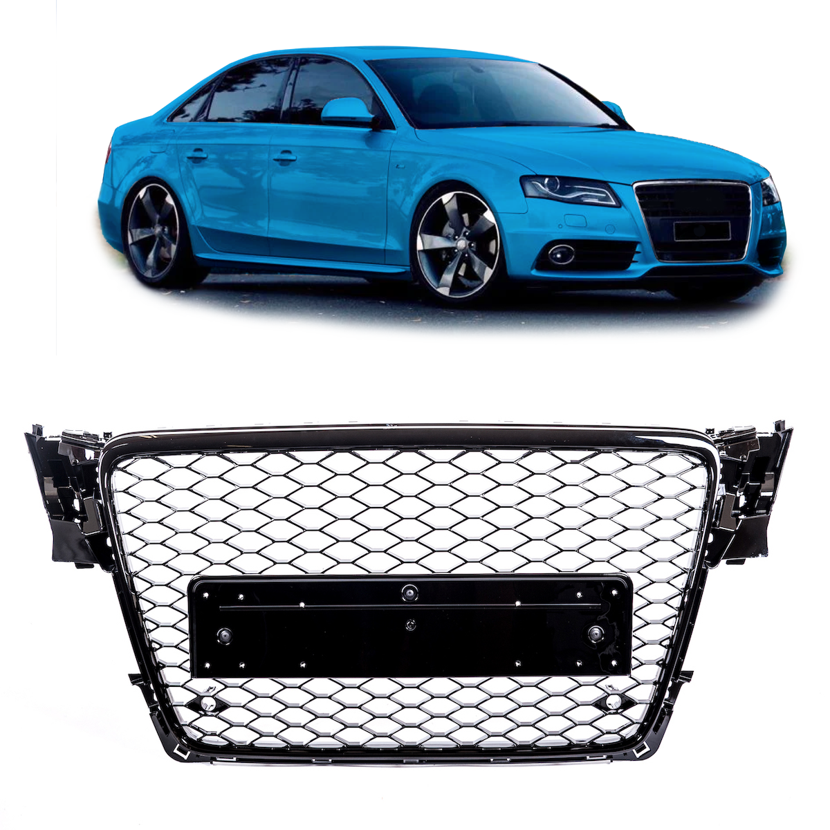 Kühlergrill Hochglanz Schwarz passend für Audi A4 B8 8K 2007-2011