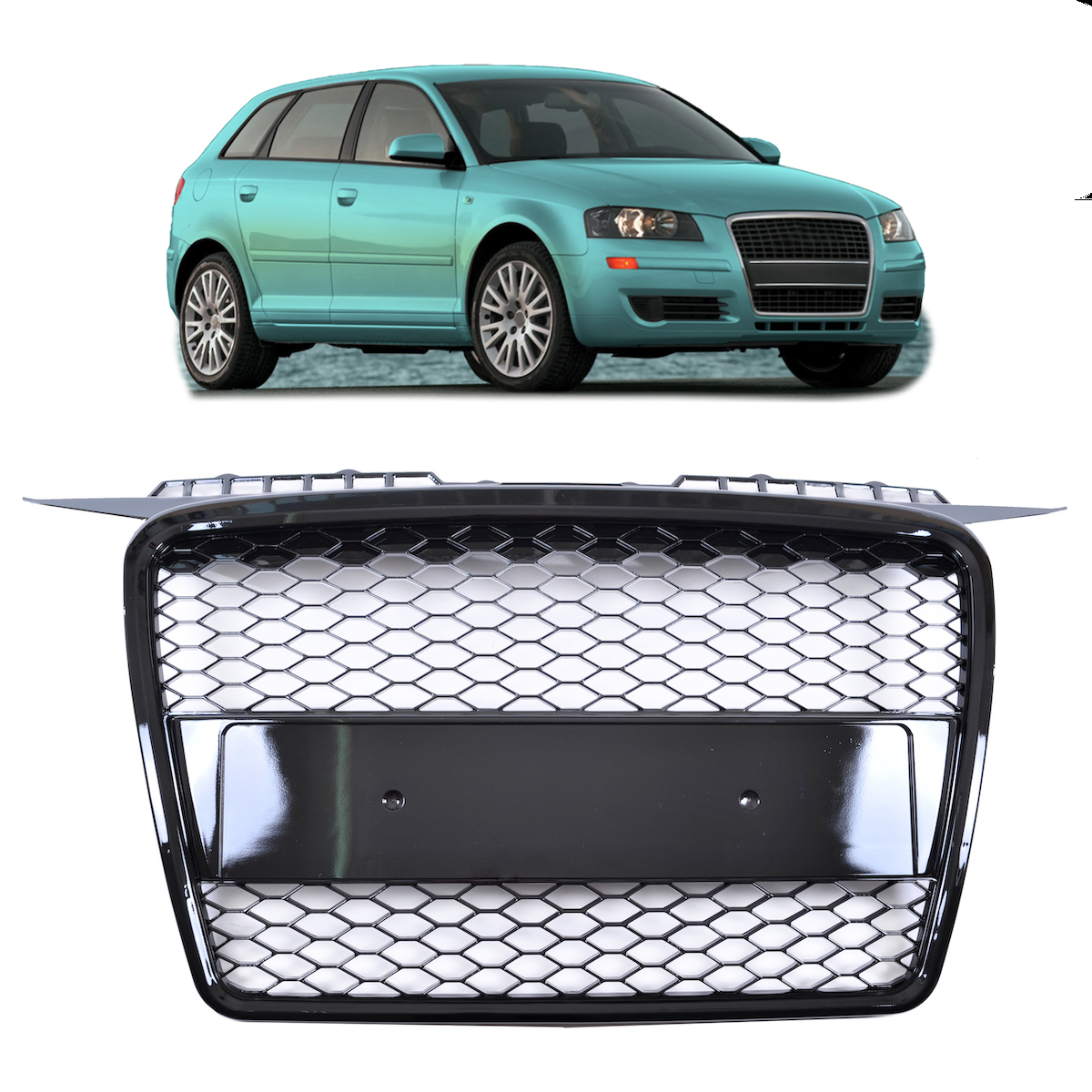 Sportgrill Hochglanz Schwarz passend für Audi A3 (8P) 2005-2008