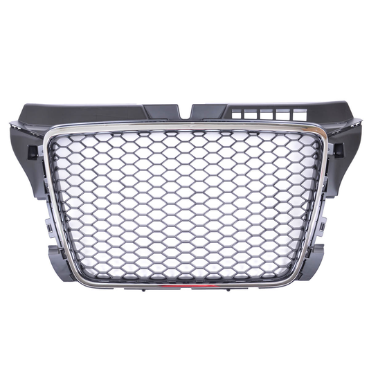 Sport Kühlergrill Chrom-Schwarz passend für AUDI A3 Sportback Hatchback Cabrio Facelift 2008-2012 RS Style W/O PDC