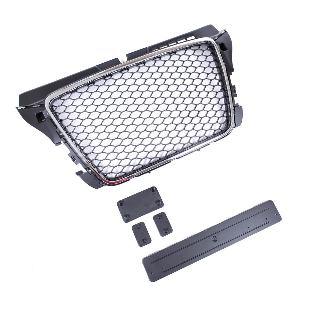 Sport Kühlergrill Chrom-Schwarz passend für AUDI A3 Sportback Hatchback Cabrio Facelift 2008-2012 RS Style W/O PDC