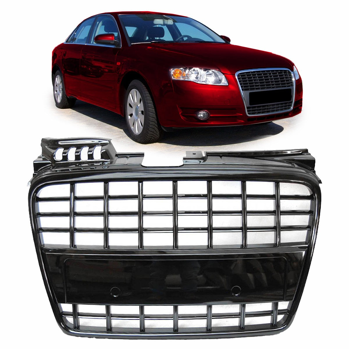 Kühlergrill Hochglanz Schwarz passend für Audi A4 B7 2004-2008