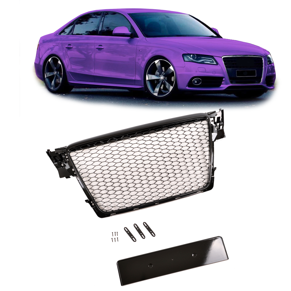 Kühlergrill Hochglanz Schwarz passend für Audi A4 B8 8K 2008-2012