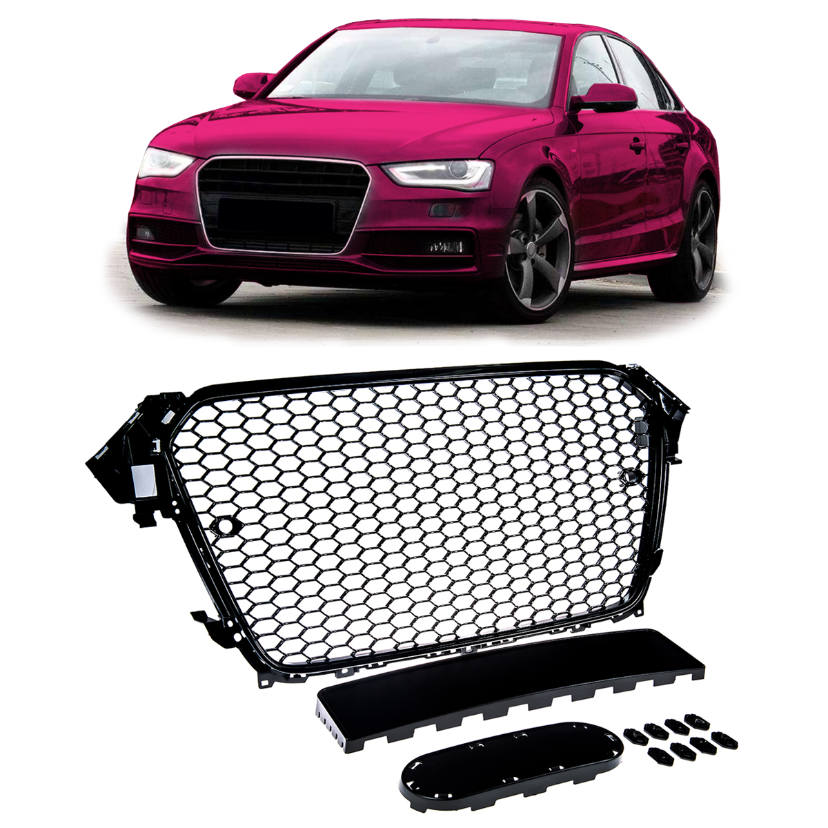 Frontgrill Hochglanz Schwarz passend für Audi A4 B8 8K Facelift 2013-2016