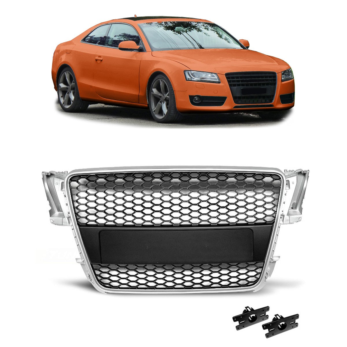 Silber & Schwarz Kühlergrill passend für Audi A5 (8T) 2007-2011