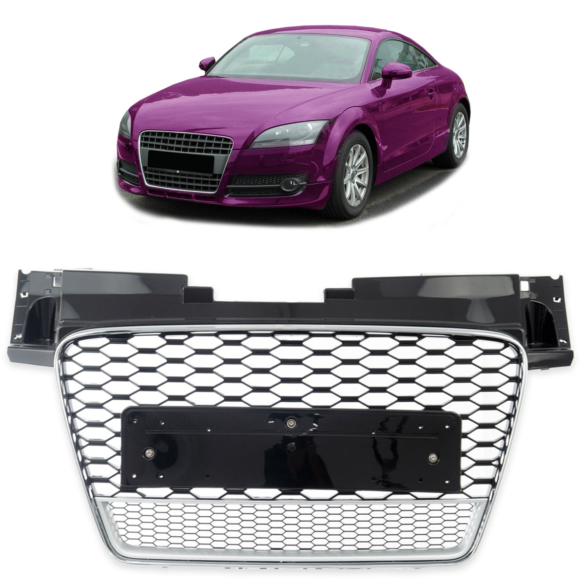 ADTT1841 - Sportgrill Silber Matt & Hochglanz Schwarz passend für Audi TT (8J) Coupé Roadster 2006-2014