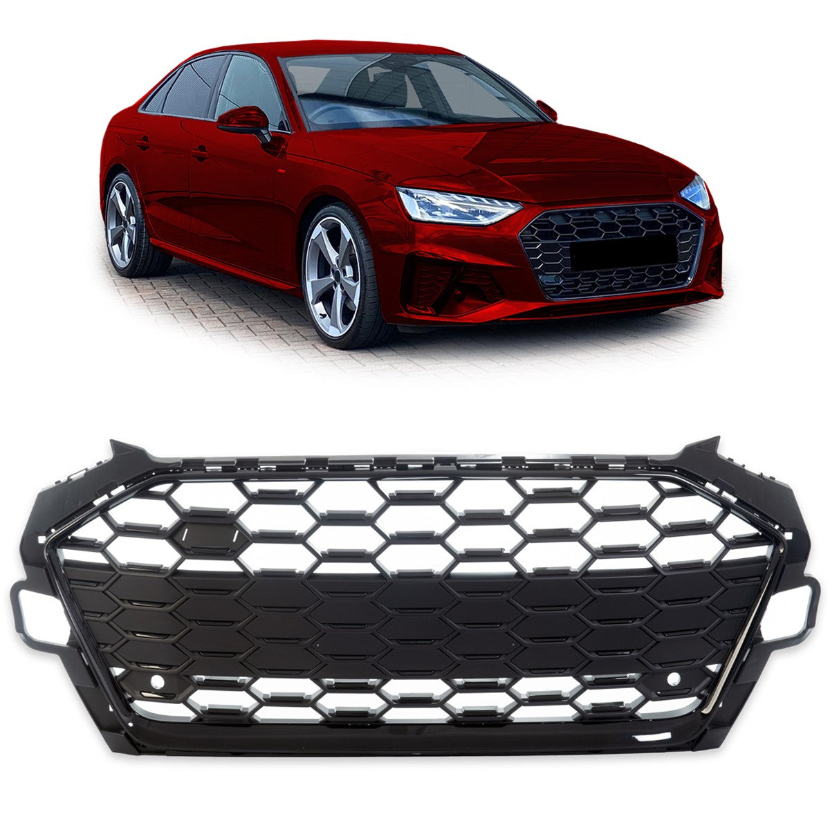 Kühlergrill Matt Schwarz passend für Audi A4 B9 (8W) Facelift 2019-2023