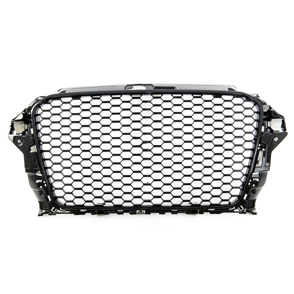 Sportgrill Glänzend Schwarz ohne PDC für AUDI A3 (8V) 2012-2016 RS Style, Limousine, Sportback, Cabrio, Schrägheck, Vor-Fa...