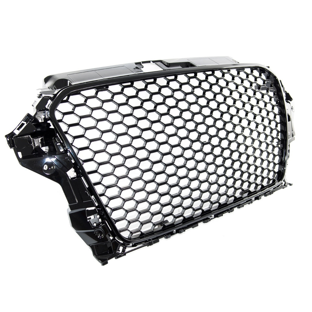Sportgrill Glänzend Schwarz ohne PDC für AUDI A3 (8V) 2012-2016 RS Style, Limousine, Sportback, Cabrio, Schrägheck, Vor-Fa...