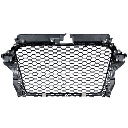 Sportgrill Glänzend Schwarz ohne PDC für AUDI A3 (8V) 2012-2016 RS Style, Limousine, Sportback, Cabrio, Schrägheck, Vor-Fa...