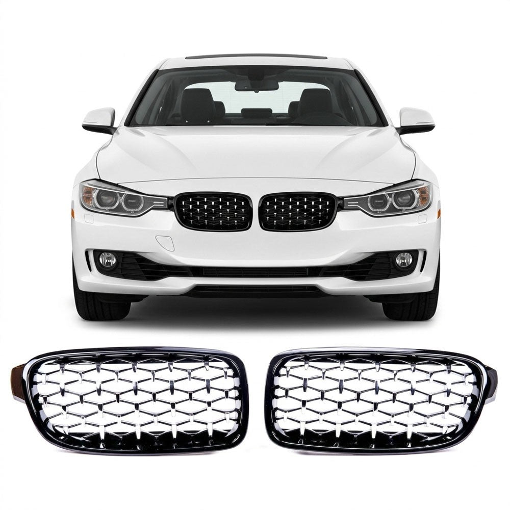Hochglanz Schwarz & Chrom Grill passend für BMW 3er F30 F31 2011-2019