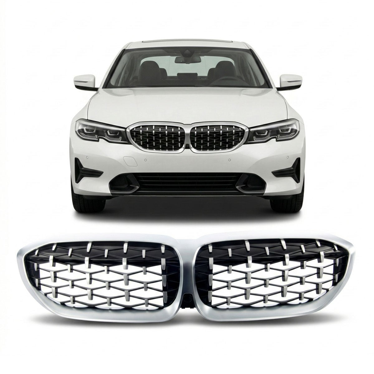 Voll Chrom Front Sportgrill passend für BMW 3er G20 G21 2019-2022