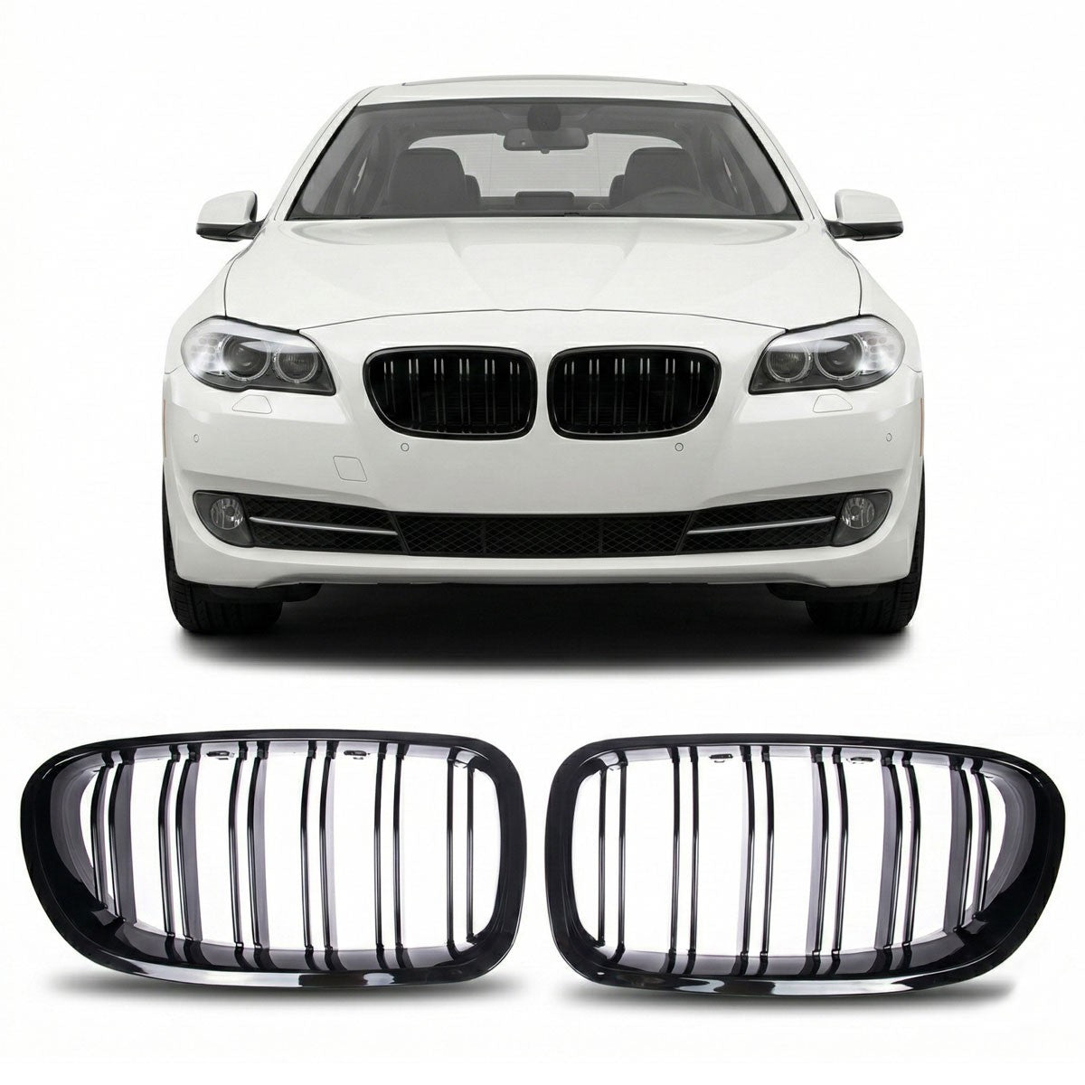 Hochglanz Schwarzer Kühlergrill Dual Line passend für BMW 5er F10 F11 2010-2017