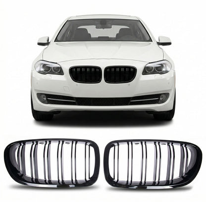 Hochglanz Schwarzer Kühlergrill Dual Line passend für BMW 5er F10 F11 2010-2017
