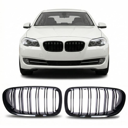 Hochglanz Schwarzer Kühlergrill Dual Line passend für BMW 5er F10 F11 2010-2017