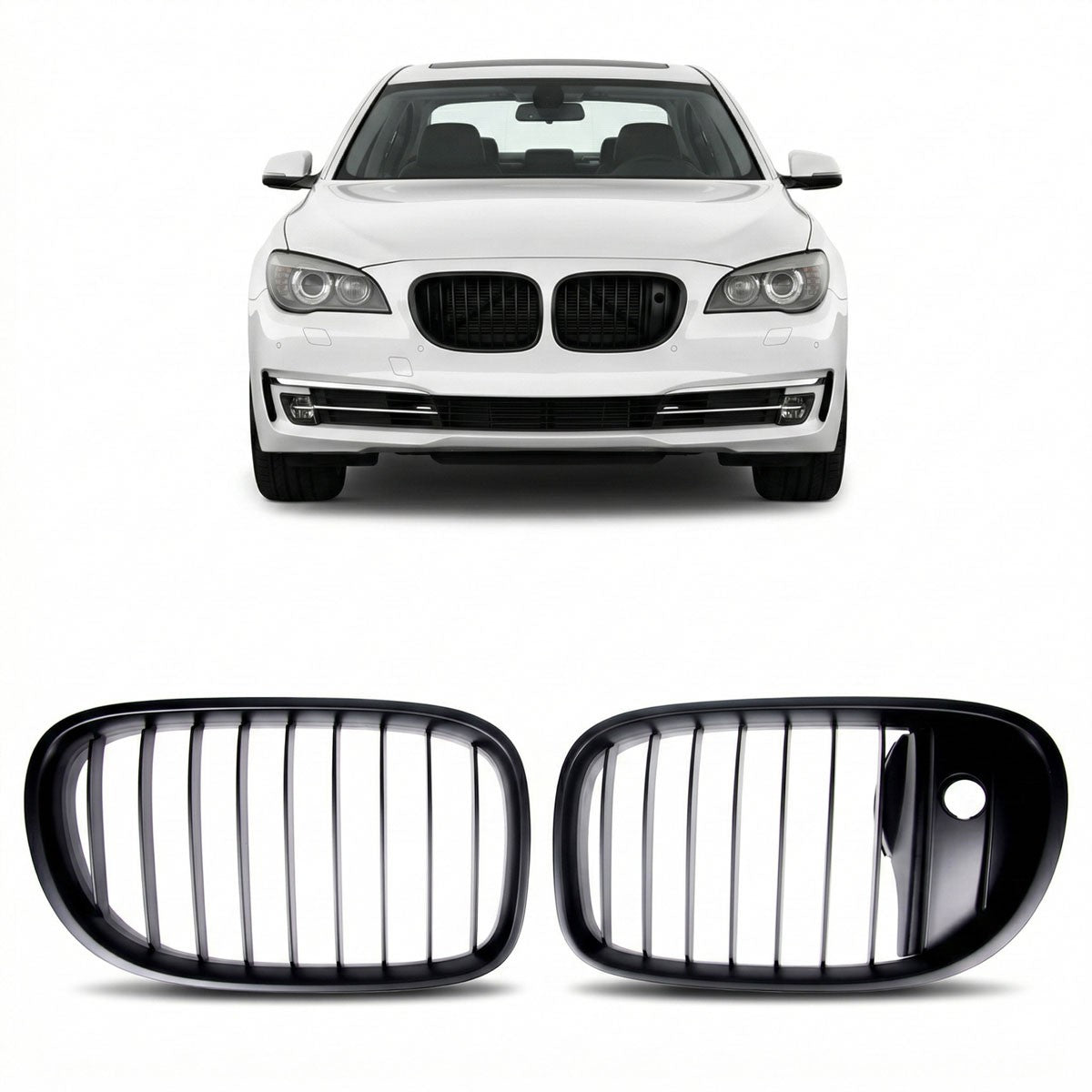 Matt Schwarzer Vordergrill mit Kameraloch passend für BMW 7er 2008-2015